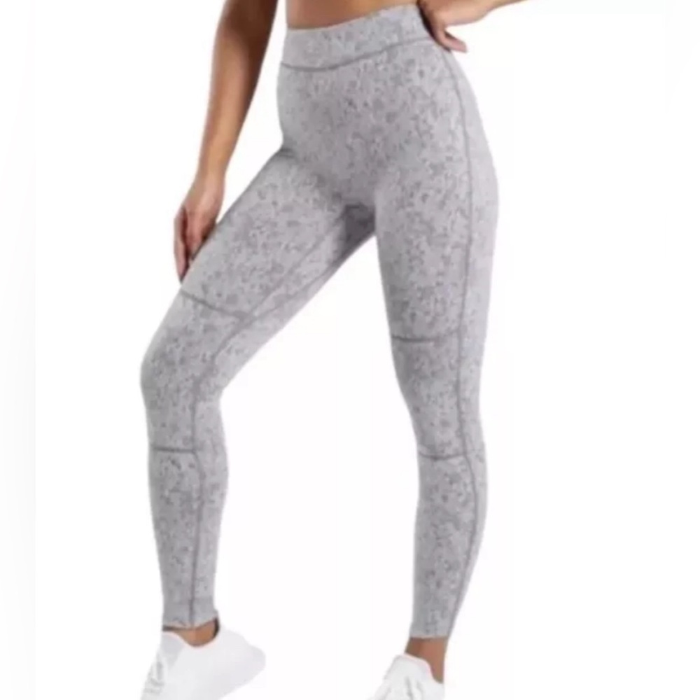 Gymshark Dry Fleur Texture Leggings Gray High Waisted Full Length Size Small